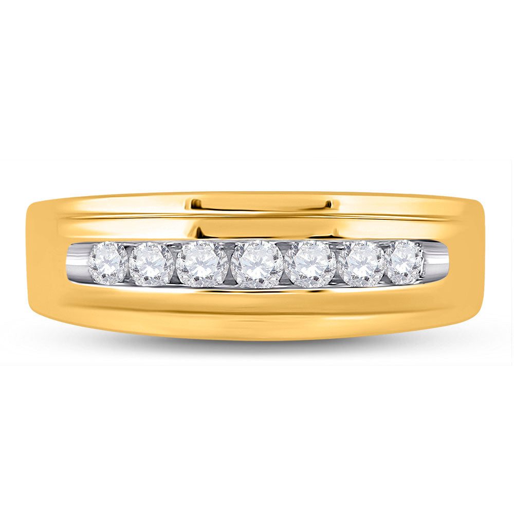 10K Yellow Gold Mens Round Natural Diamond Wedding Channel Set Band Ring 1/2 CTW 3.26 Gram