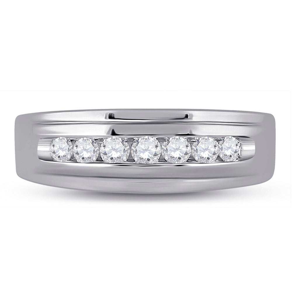 10kt White Gold Mens Round Diamond Wedding Band Ring 1/2 Cttw