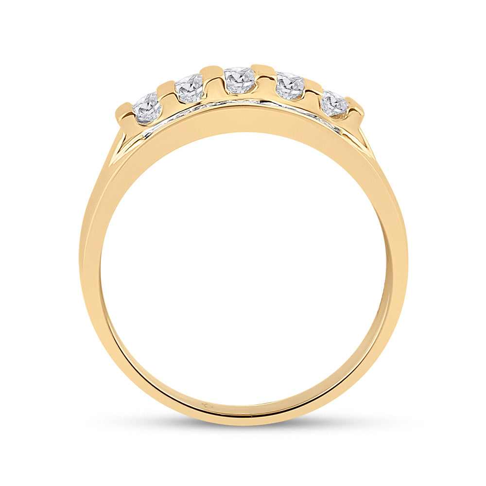 14kt Yellow Gold Mens Round Diamond Wedding Channel Set Band Ring 1.00 Cttw