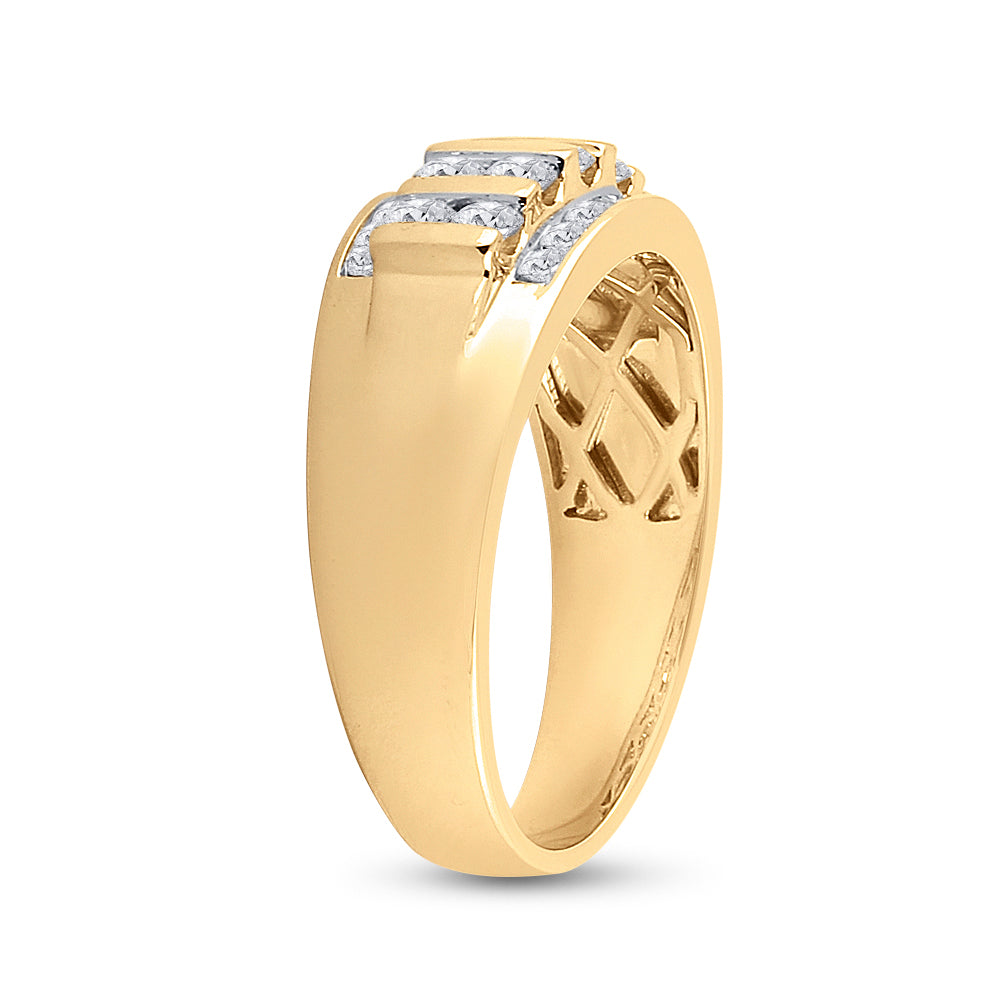 14kt Yellow Gold Mens Round Diamond Wedding Channel Set Band Ring 1.00 Cttw