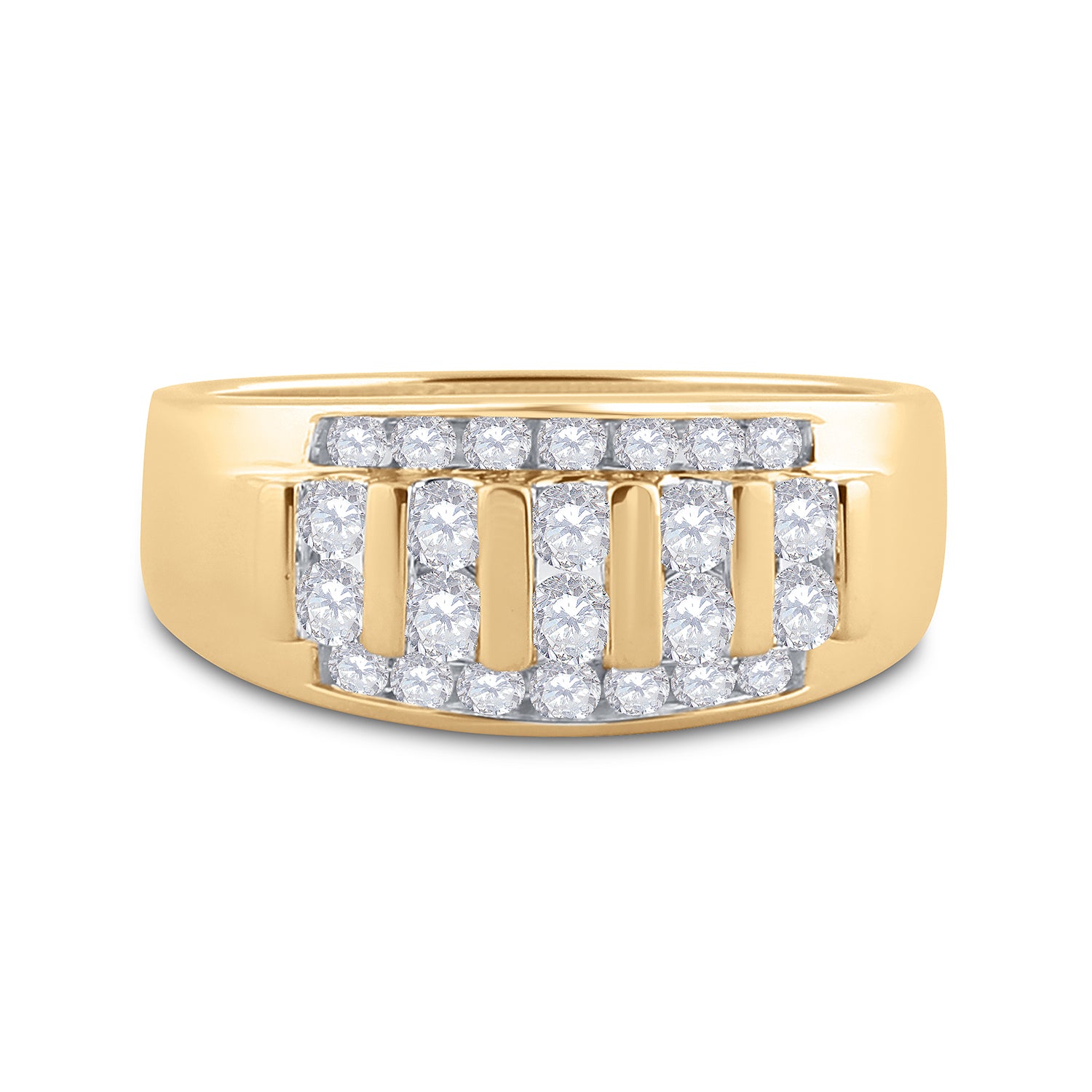 14kt Yellow Gold Mens Round Diamond Wedding Channel Set Band Ring 1.00 Cttw