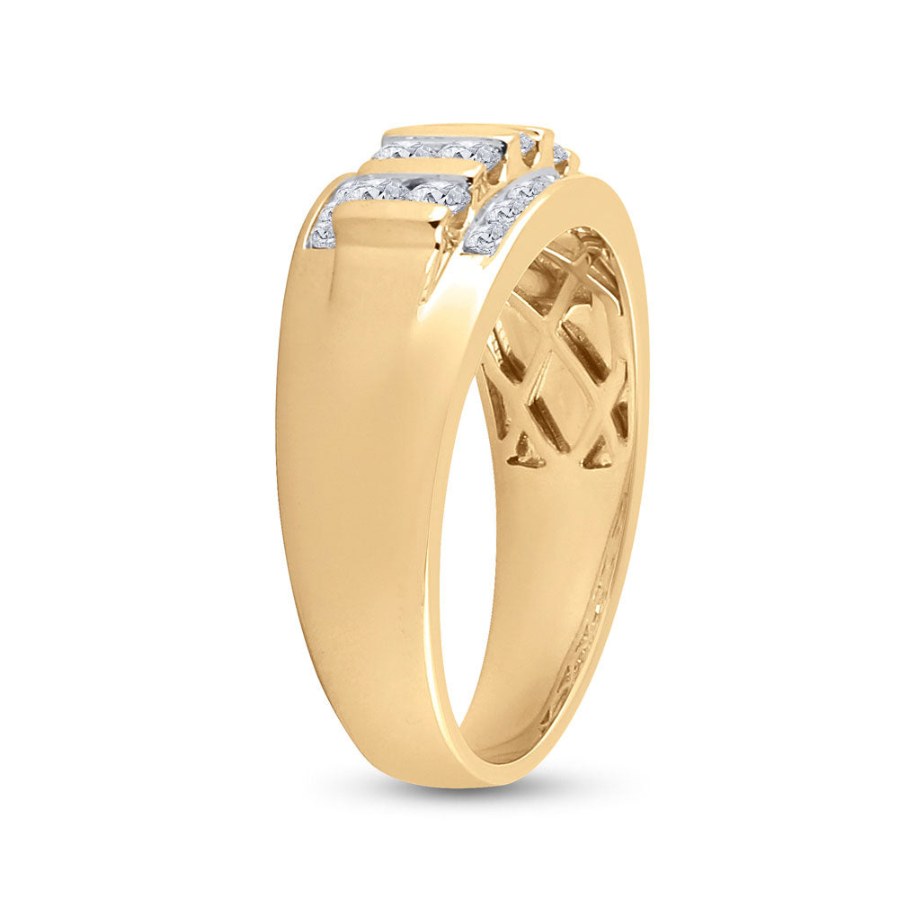 10kt Yellow Gold Mens Round Diamond Wedding Channel Set Band Ring 1.00 Cttw