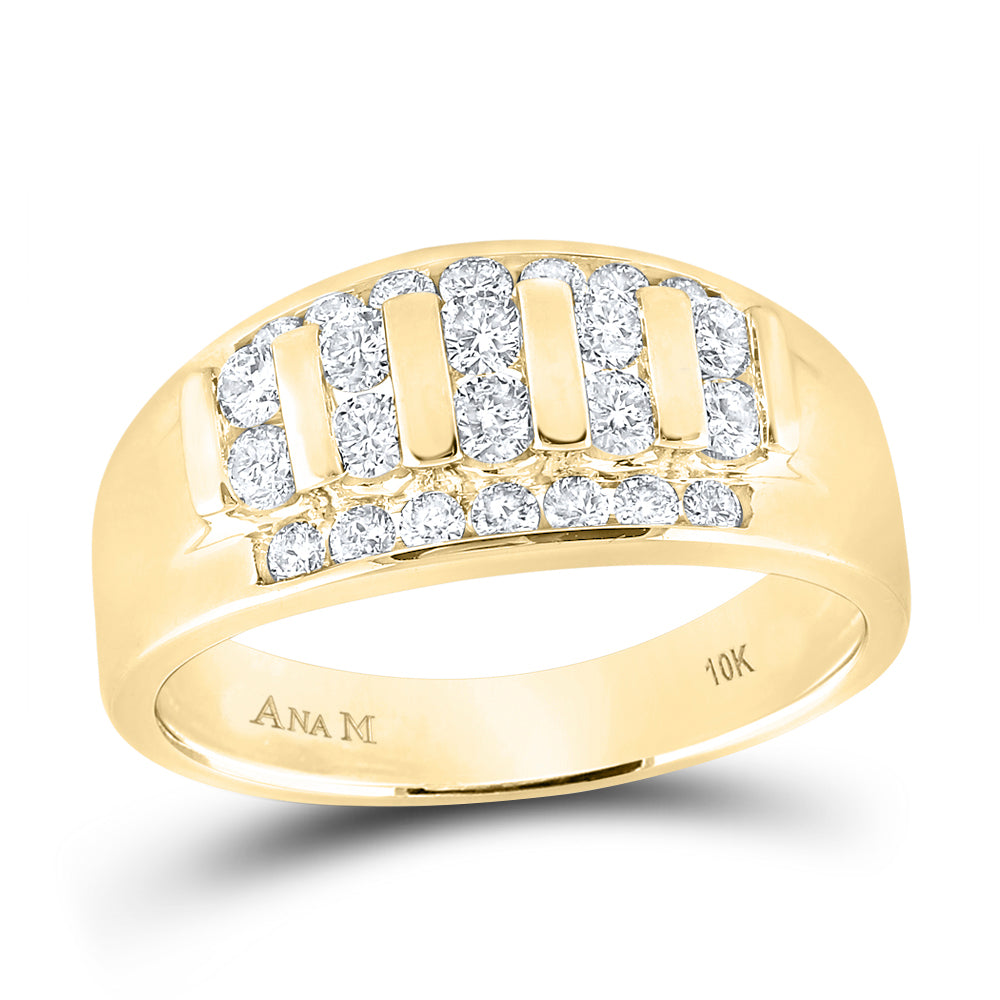 10kt Yellow Gold Mens Round Diamond Wedding Channel Set Band Ring 1.00 Cttw