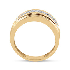 10kt Yellow Gold Mens Round Diamond Wedding Channel-Set Band Ring 7/8 Cttw