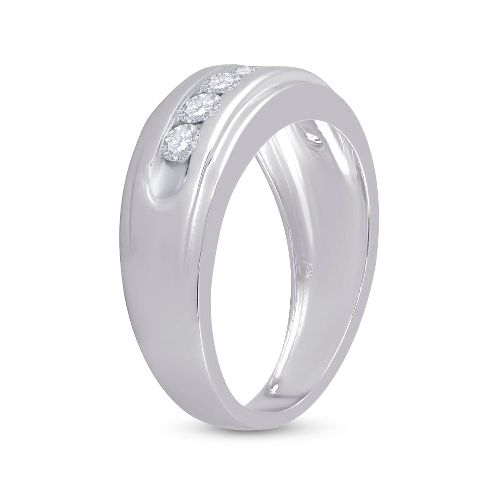 10kt White Gold Mens Round Diamond Wedding Channel-Set Band Ring 7/8 Cttw