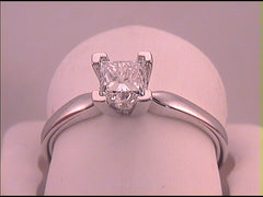 14K White Gold 7/8 CTW-Natural Princess Diamond Solitaire Ring Platinum+ 2.2 Gram