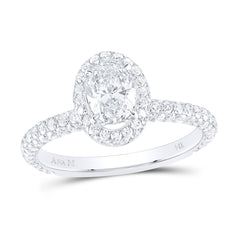 14K White Gold Womens Oval Diamond Solitaire Bridal Wedding Engagement Ring 1-3/4 CTW 2.51 Gram