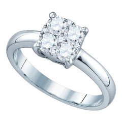 18kt White Gold Womens Round Diamond Cluster Bridal Wedding Engagement Ring 1/3 Cttw