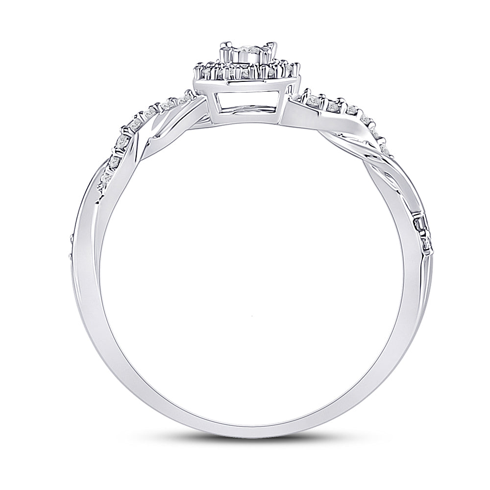 10kt White Gold Womens Round Diamond Solitaire Twist Woven Promise Bridal Ring 1/6 Cttw