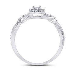 10kt White Gold Womens Round Diamond Solitaire Twist Woven Promise Bridal Ring 1/6 Cttw