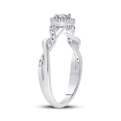 10kt White Gold Womens Round Diamond Solitaire Twist Woven Promise Bridal Ring 1/6 Cttw