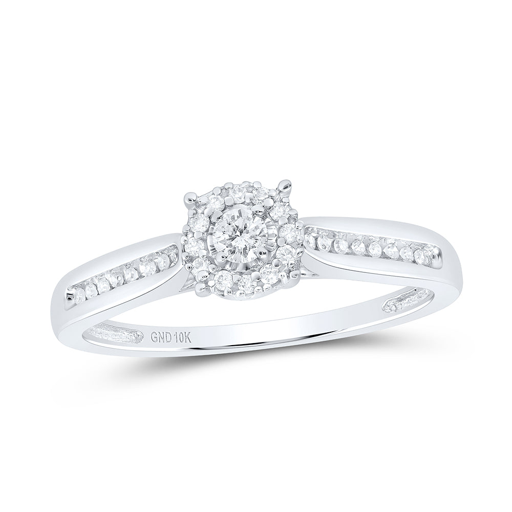 10kt White Gold Womens Round Diamond Solitaire Bridal Wedding Engagement Ring 1/6 Cttw