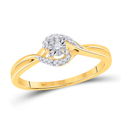 10kt Yellow Gold Womens Round Diamond Solitaire Promise Bridal Ring 1/10 Cttw