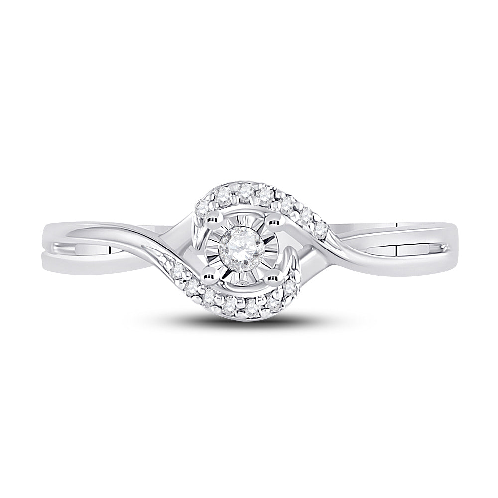 10kt White Gold Womens Round Diamond Solitaire Promise Bridal Ring 1/10 Cttw