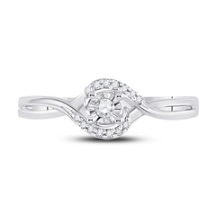 10kt White Gold Womens Round Diamond Solitaire Promise Bridal Ring 1/10 Cttw