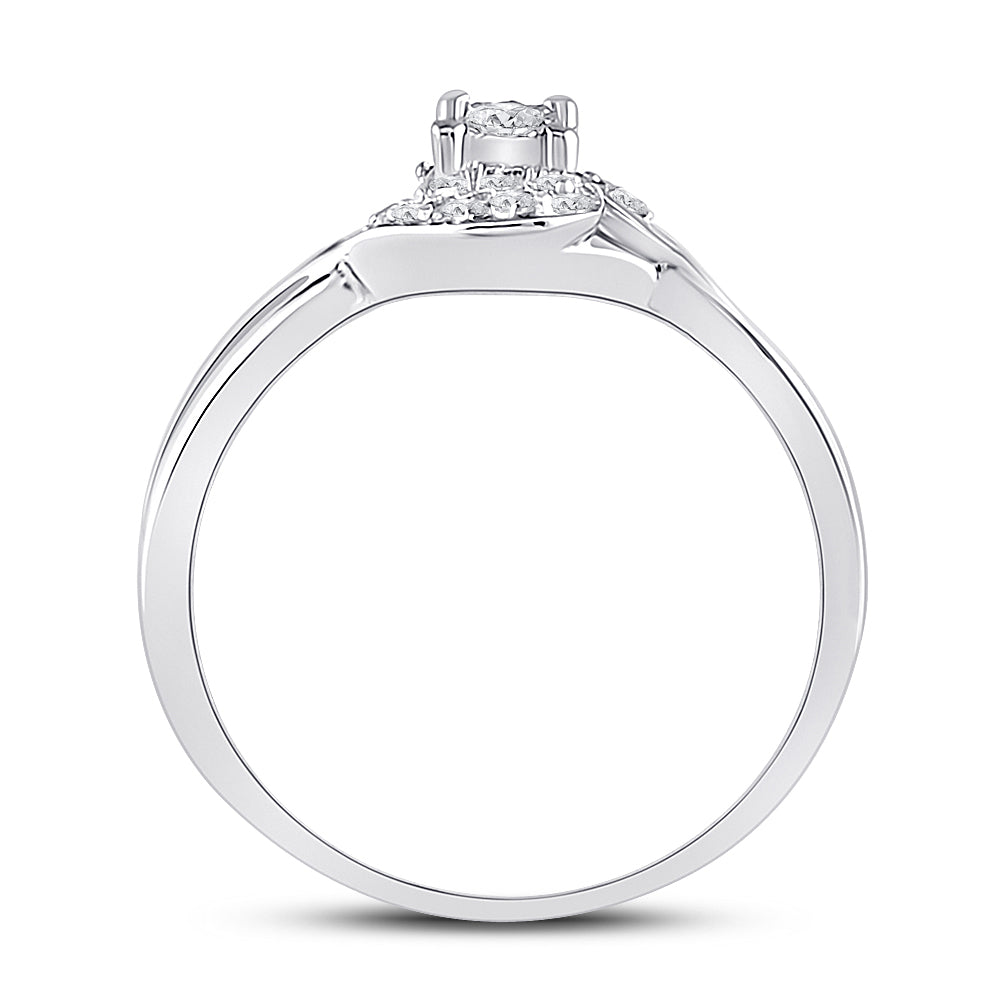 10kt White Gold Womens Round Diamond Solitaire Promise Bridal Ring 1/10 Cttw