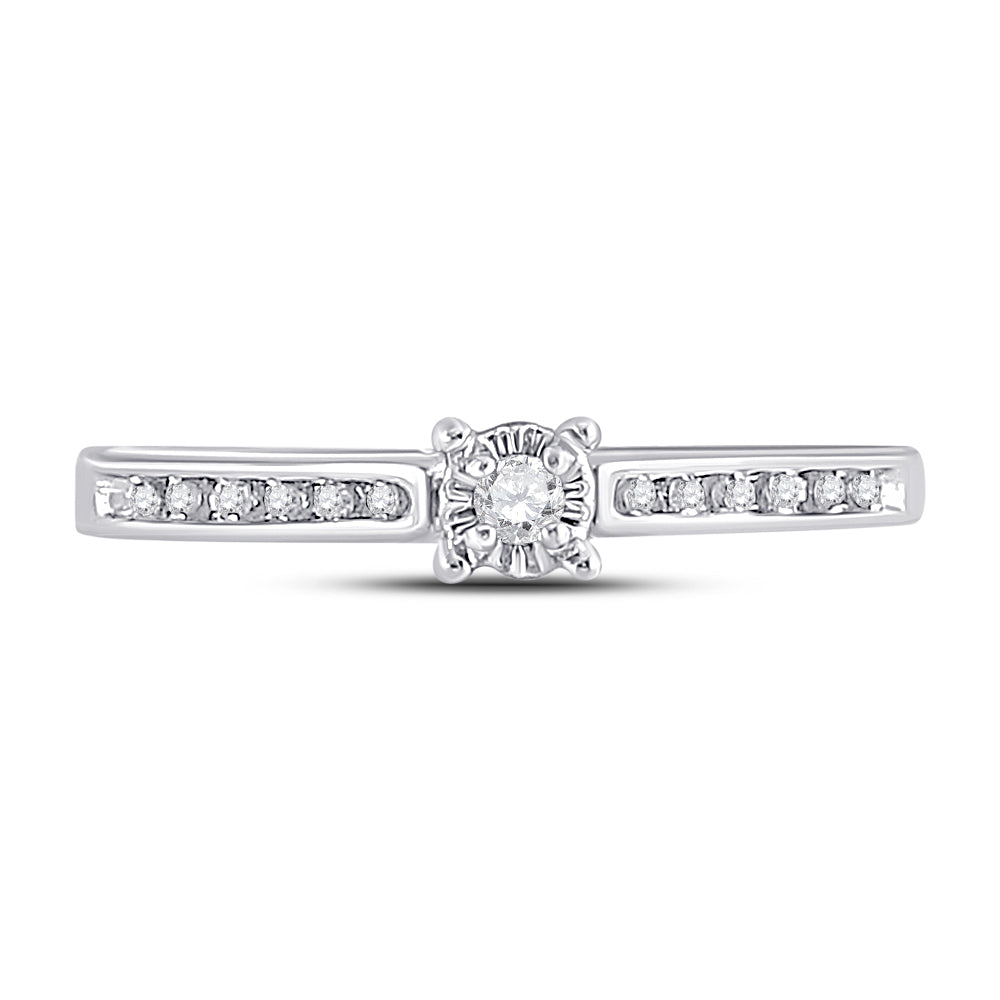 10K White Gold Womens Round Natural Diamond Solitaire Bridal Wedding Engagement Ring 1/10 CTW 2.04 Gram