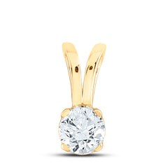 14kt Yellow Gold Womens Round Diamond Solitaire Pendant 1/2 Cttw