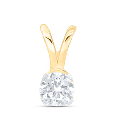 14K Yellow Gold Womens Round Natural Diamond Solitaire Pendant 1/4 CTW 0.41 Gram
