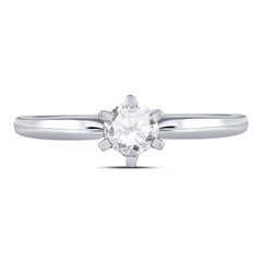 14kt White Gold Womens Round Diamond Solitaire Bridal Wedding Engagement Ring 1/2 Cttw