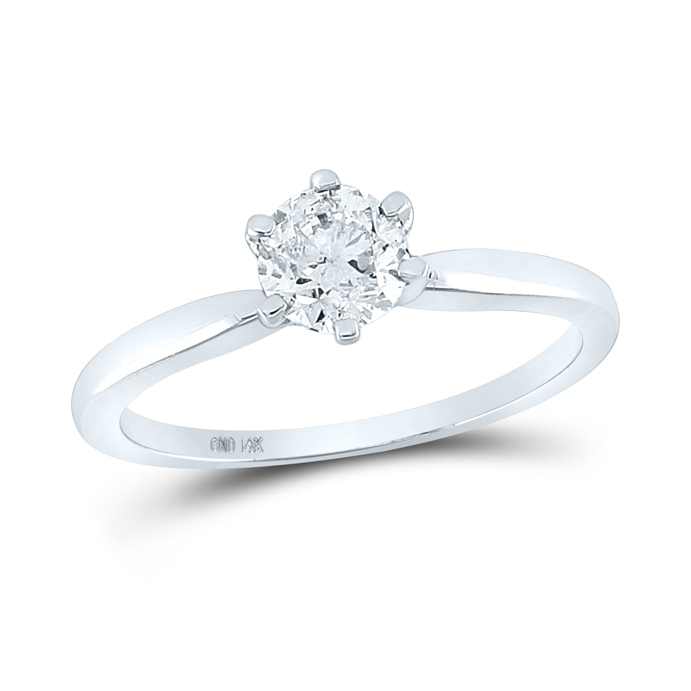 14kt White Gold Womens Round Diamond Solitaire Bridal Wedding Engagement Ring 3/4 Cttw