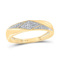 10kt Yellow Gold His Hers Round Diamond Cluster Matching Bridal Wedding Ring Band Set 1/4 Cttw