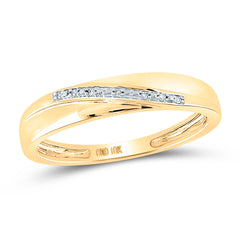 10kt Yellow Gold His & Hers Round Diamond Square Cluster Matching Bridal Wedding Ring Band Set 1/12 Cttw