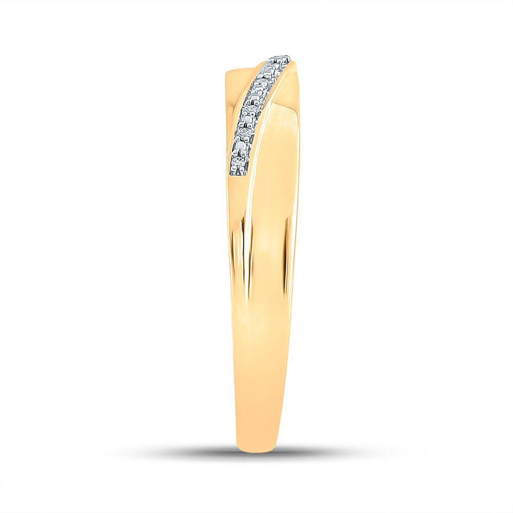 10kt Yellow Gold His & Hers Round Diamond Square Cluster Matching Bridal Wedding Ring Band Set 1/12 Cttw