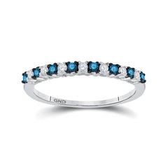 10kt White Gold Womens Round Blue Color Enhanced Diamond Band Ring 1/4 Cttw