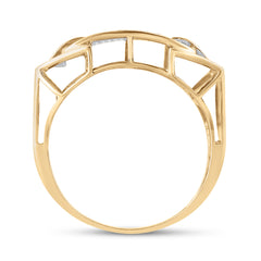 10kt Yellow Gold Mens Round Diamond Arched Square Cluster Ring 5/8 Cttw