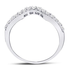 14kt White Gold Womens Round Diamond Curved Wedding Band Ring 1/4 Cttw