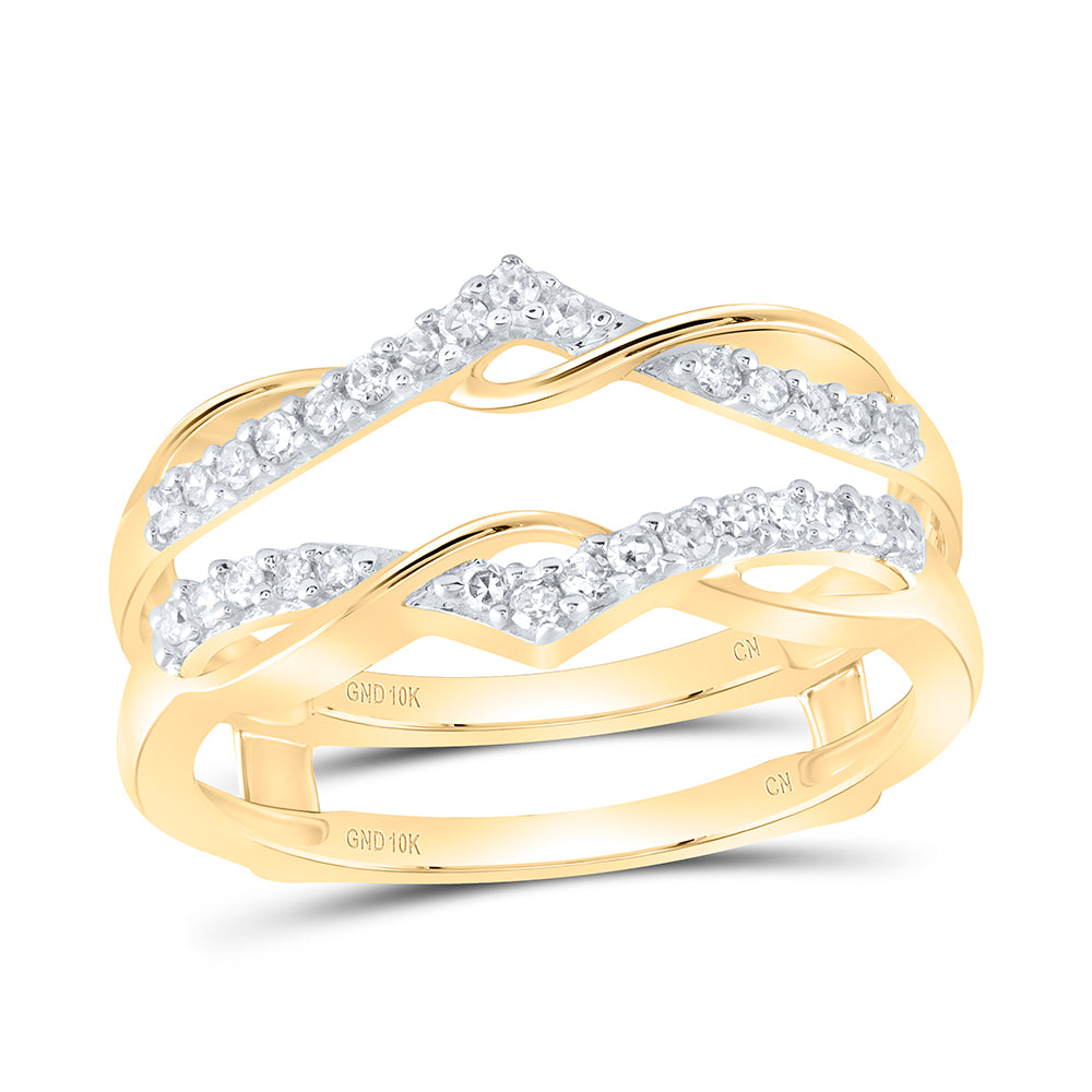 10kt Yellow Gold Womens Round Diamond Wrap Ring Guard Enhancer Wedding Band 1/4 Cttw