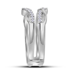 10kt White Gold Womens Round Diamond Wrap Ring Guard Enhancer Wedding Band 1/4 Cttw