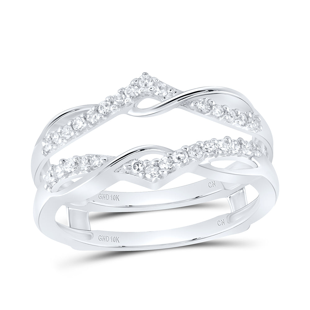 10kt White Gold Womens Round Diamond Wrap Ring Guard Enhancer Wedding Band 1/4 Cttw