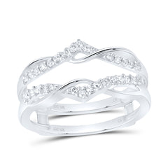 10kt White Gold Womens Round Diamond Wrap Ring Guard Enhancer Wedding Band 1/4 Cttw