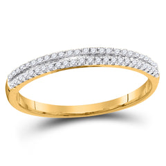 10kt Yellow Gold Womens Round Diamond Slender Double Row Band 1/6 Cttw