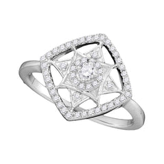 10kt White Gold Womens Round Diamond Square Fashion Ring 1/3 Cttw