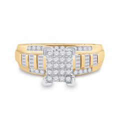 10kt Yellow Gold Womens Round Diamond Cluster Bridal Wedding Engagement Ring 1/2 Cttw