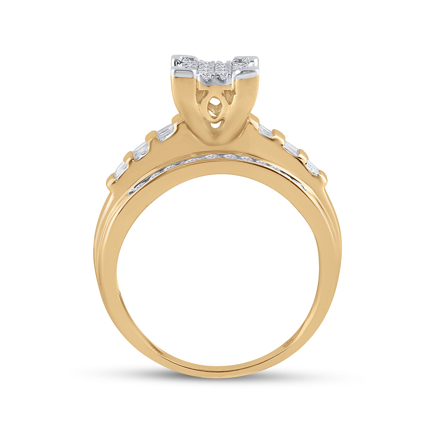 10kt Yellow Gold Womens Round Diamond Cluster Bridal Wedding Engagement Ring 1/2 Cttw