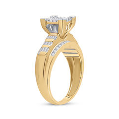 10kt Yellow Gold Womens Round Diamond Cluster Bridal Wedding Engagement Ring 1/2 Cttw