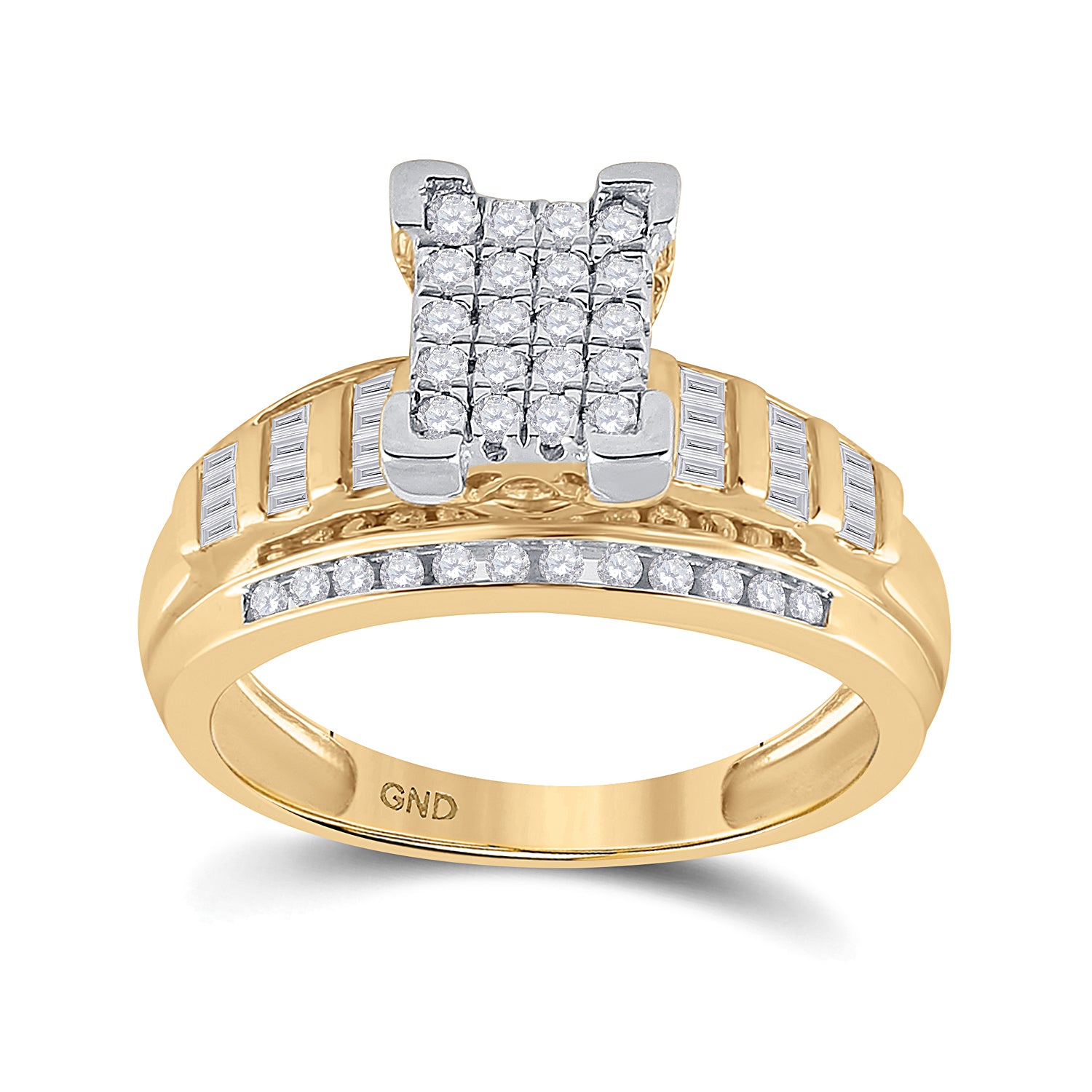 10kt Yellow Gold Womens Round Diamond Cluster Bridal Wedding Engagement Ring 1/2 Cttw