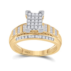 10kt Yellow Gold Womens Round Diamond Cluster Bridal Wedding Engagement Ring 1/2 Cttw