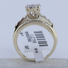 10kt Yellow Gold Womens Round Diamond Cluster Bridal Wedding Engagement Ring 1/2 Cttw