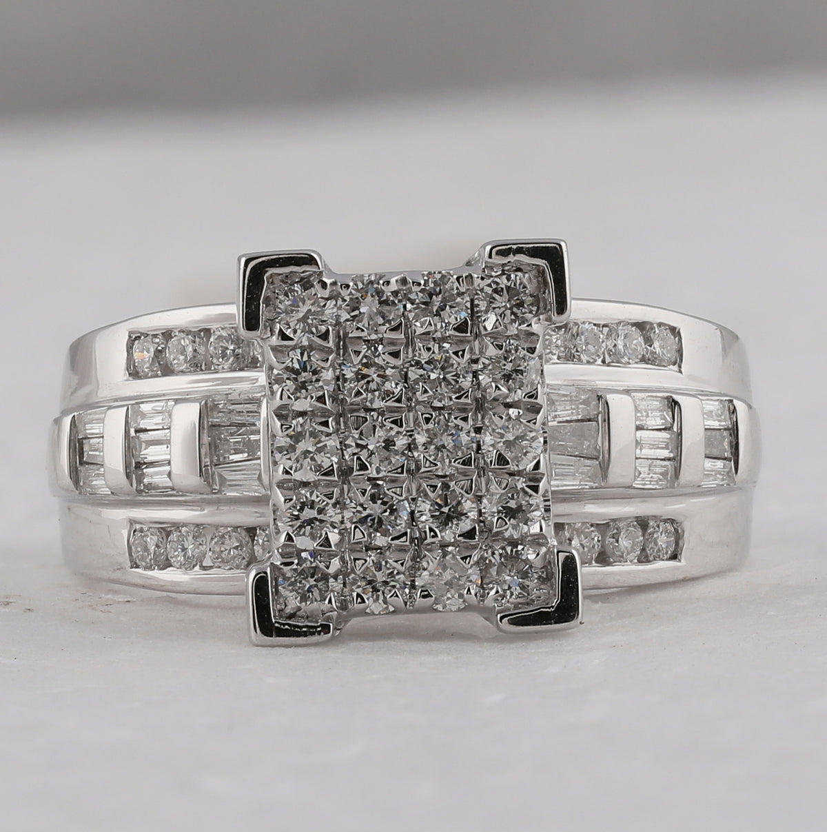 10kt White Gold Womens Round Diamond Cinderella Cluster Bridal Wedding Engagement Ring 1.00 Cttw