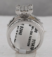 10kt White Gold Womens Round Diamond Cinderella Cluster Bridal Wedding Engagement Ring 1.00 Cttw