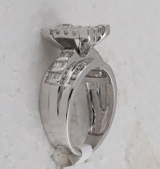 10kt White Gold Womens Round Diamond Cinderella Cluster Bridal Wedding Engagement Ring 1.00 Cttw