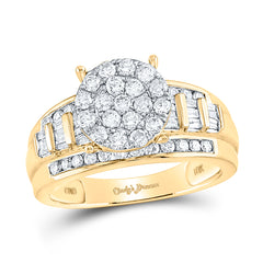 10kt Yellow Gold Womens Round Diamond Cindys Dream Cluster Bridal Wedding Engagement Ring 1.00 Cttw