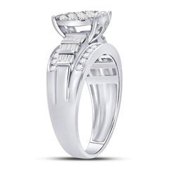 10kt White Gold Womens Round Diamond Cindys Dream Cluster Bridal Wedding Engagement Ring 1.00 Cttw