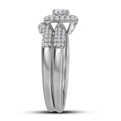 14kt Yellow Gold Womens Round Diamond Bridal Wedding Engagement Ring Band Set 5/8 Cttw