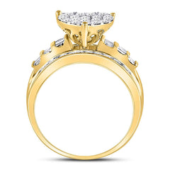10kt Yellow Gold Womens Round Diamond Heart Cluster Bridal Wedding Engagement Ring 1.00 Cttw